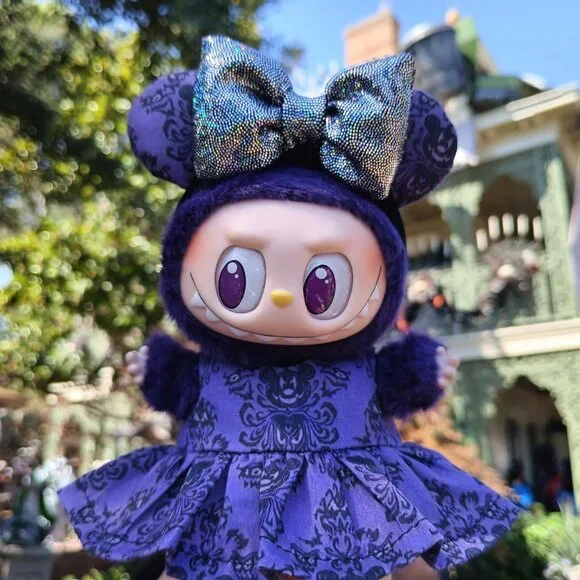 purple labubu gold dress with Hairbow Necklace Bag Keychain Labubo Clothes Labubo Clothing Macaron Clothes for Labubo Purple Dress + Hairbow + Necklace + Bag + and there may also be some slight differences due to hand Labubu Gold Dress Purple |